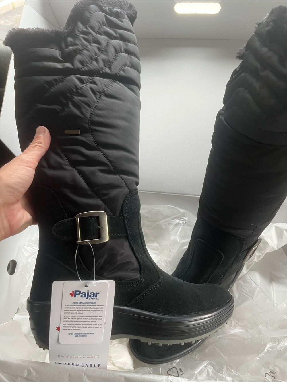 Pajar Black Quilted Waterproof Women's Mid-Calf Winter Boots